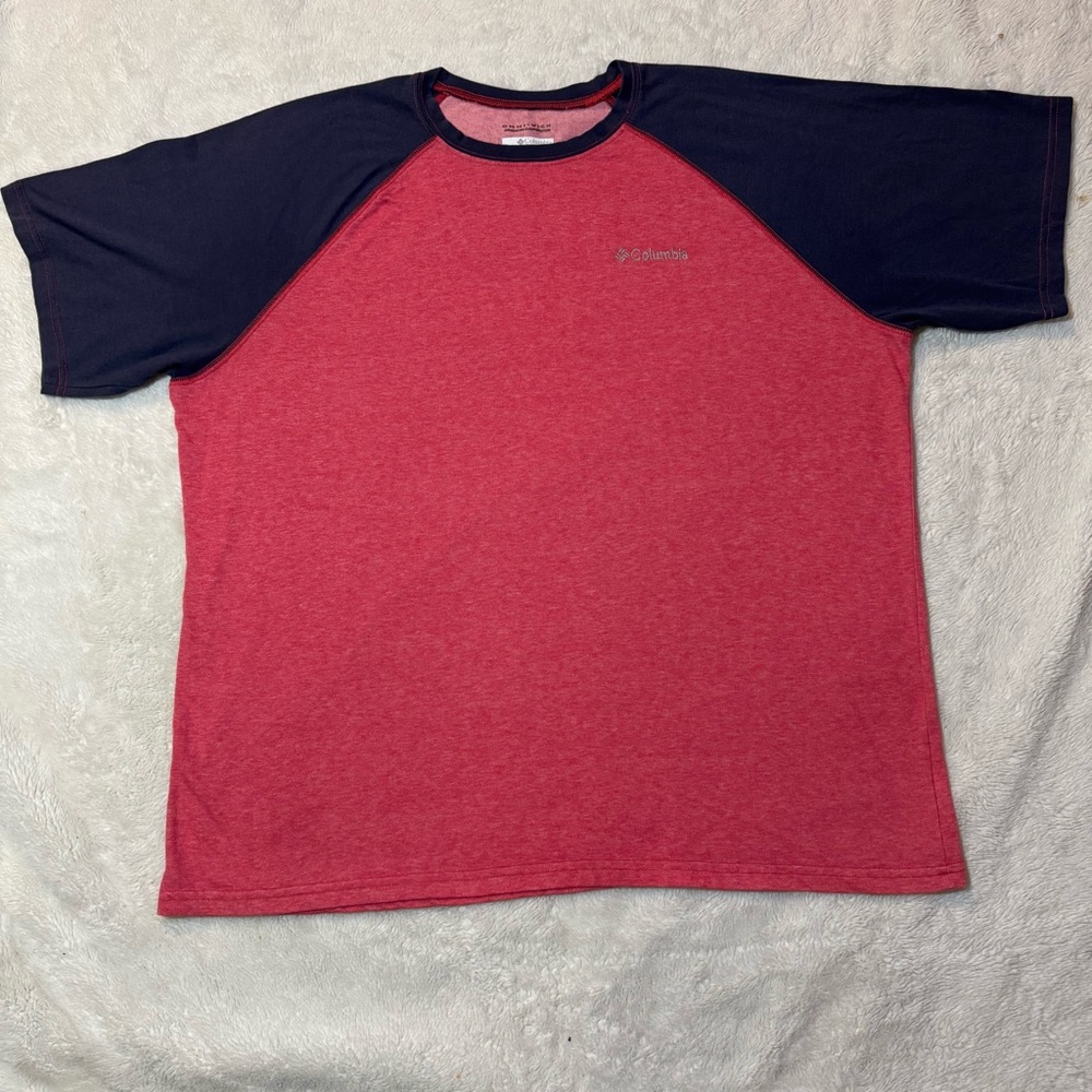 Columbia T-Shirt Men's XL Red Blue Raglan Omni-Wick Performance Tee